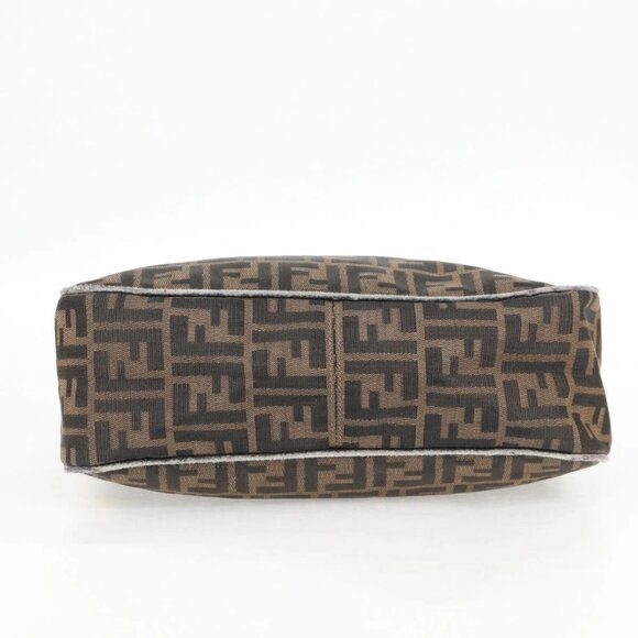 FENDI Zucca Canvas Shoulder Bag Black Brown gold Auth 129703 - Picture 7 of 16